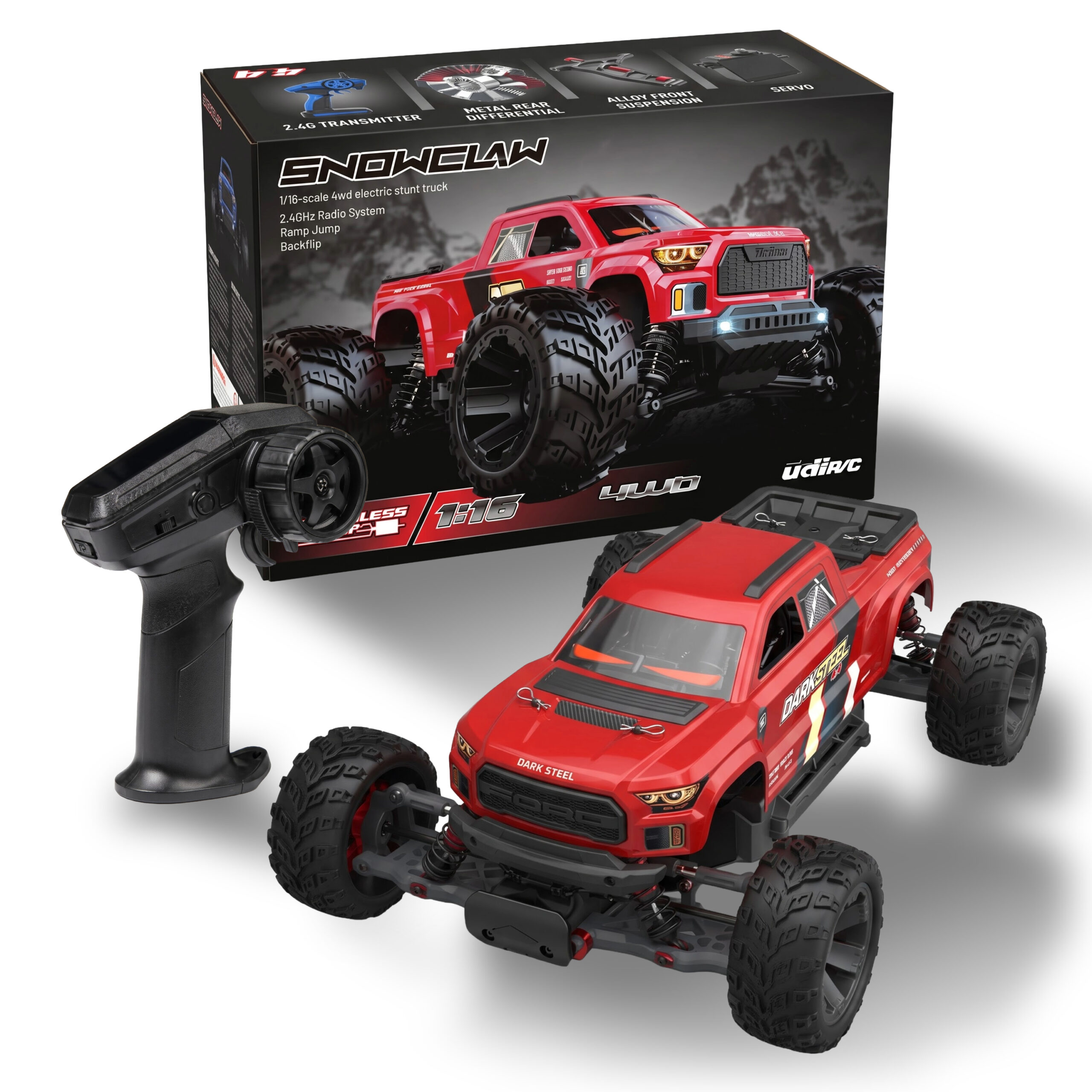 UDI RC Snowclaw (Red) UD1610PR | 1:16 Scale | Monster Truck